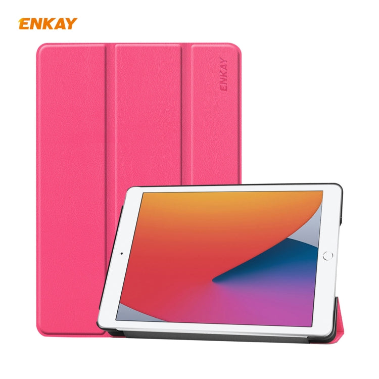 Per iPad 10.2 2020/2019 ENKAY ENK-8014 Custodia Smart in pelle PU + plastica con supporto a tre pieghe