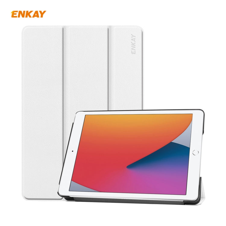 Per iPad 10.2 2020/2019 ENKAY ENK-8014 Custodia Smart in pelle PU + plastica con supporto a tre pieghe