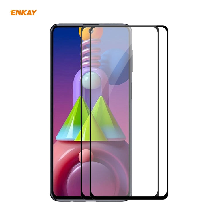 2 PZ ENKAY Hat-Prince Full Glue 0.26mm 9H 2.5D Pellicola a copertura totale in vetro temperato, For Samsung Galaxy M51, For Samsung Galaxy A42 5G, For Xiaomi Poco X3 / X3 NFC