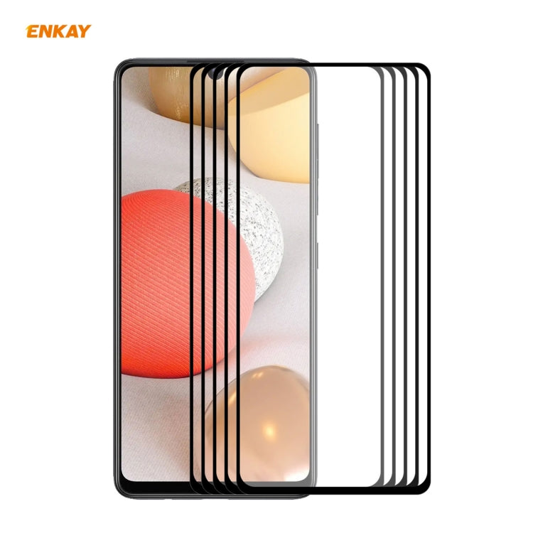 5 PZ ENKAY Hat-Prince Full Glue 0.26mm 9H 2.5D Pellicola a copertura totale in vetro temperato, For Samsung Galaxy M51, For Samsung Galaxy A42 5G, For Xiaomi Poco X3 / X3 NFC