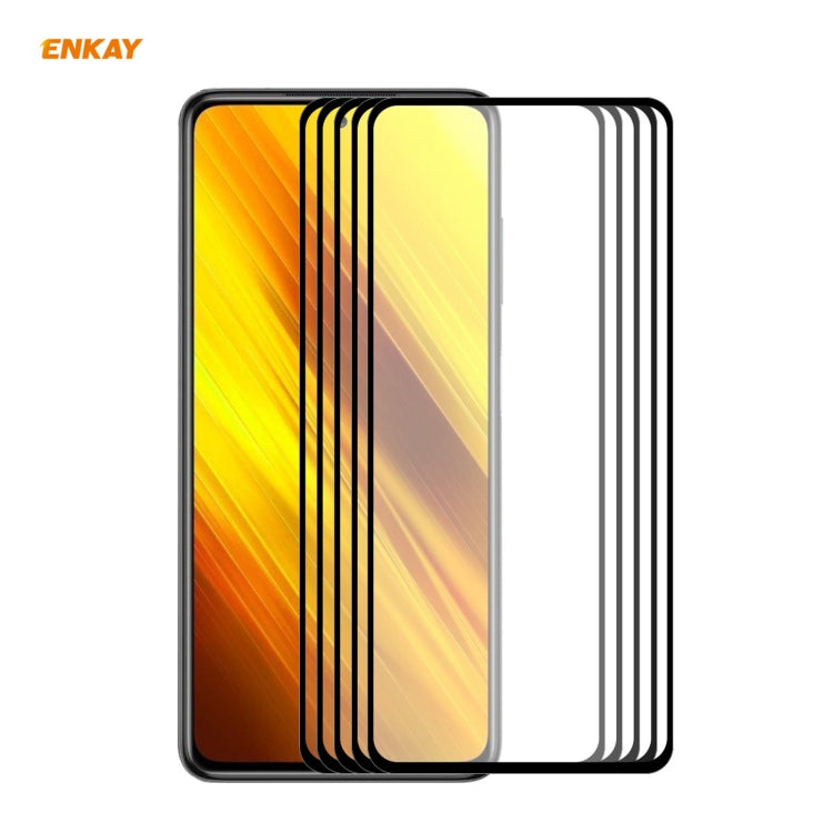 5 PZ ENKAY Hat-Prince Full Glue 0.26mm 9H 2.5D Pellicola a copertura totale in vetro temperato, For Samsung Galaxy M51, For Samsung Galaxy A42 5G, For Xiaomi Poco X3 / X3 NFC