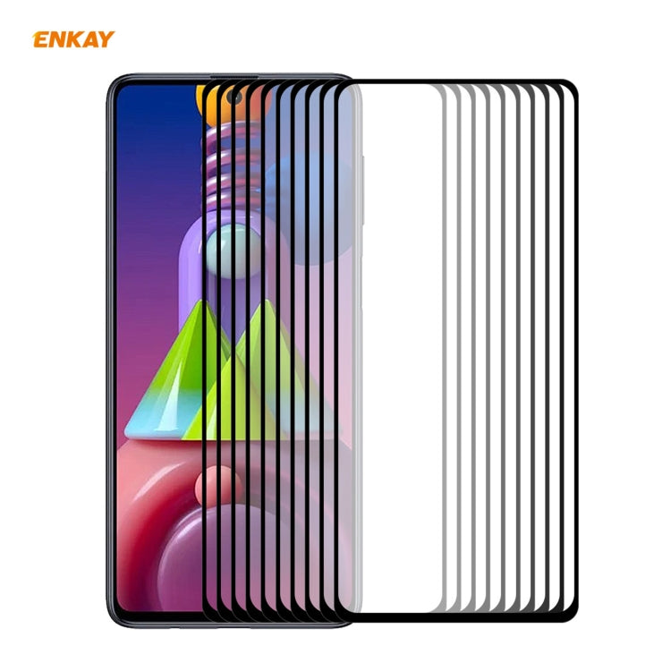 10 PZ ENKAY Hat-Prince Full Glue 0.26mm 9H 2.5D Pellicola a copertura totale in vetro temperato, For Samsung Galaxy M51, For Samsung Galaxy A42 5G, For Xiaomi Poco X3 / X3 NFC(10pcs)