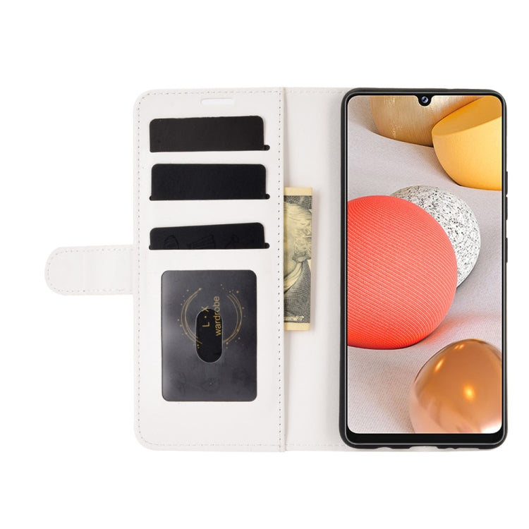 Per Samsung Galaxy A42 5G R64 Texture Custodia protettiva a vibrazione orizzontale singola con supporto e slot per schede e portafogli e cornice per foto, For Samsung Galaxy A42 5G