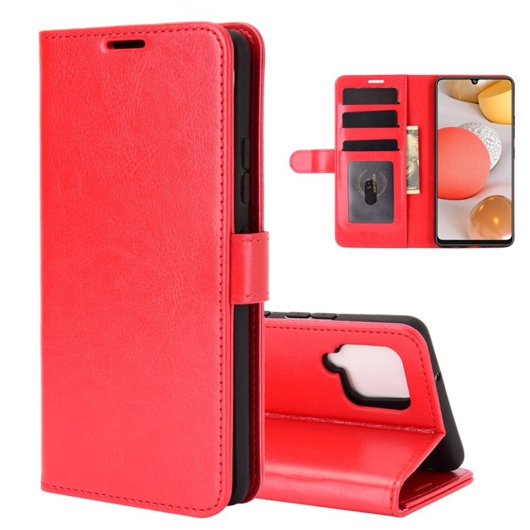Per Samsung Galaxy A42 5G R64 Texture Custodia protettiva a vibrazione orizzontale singola con supporto e slot per schede e portafogli e cornice per foto, For Samsung Galaxy A42 5G