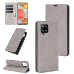 Per Samsung Galaxy A42 5G Custodia in pelle con ventosa magnetica per affari retro-pelle con supporto e slot per carte e portafoglio, For Galaxy A42 5G