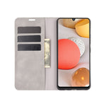 Per Samsung Galaxy A42 5G Custodia in pelle con ventosa magnetica per affari retro-pelle con supporto e slot per carte e portafoglio, For Galaxy A42 5G