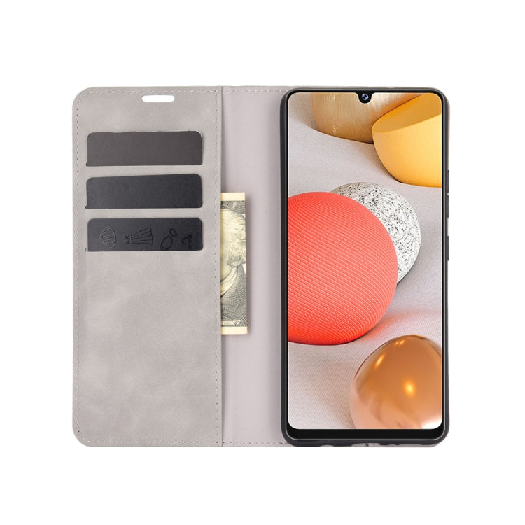 Per Samsung Galaxy A42 5G Custodia in pelle con ventosa magnetica per affari retro-pelle con supporto e slot per carte e portafoglio, For Galaxy A42 5G