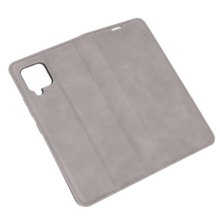 Per Samsung Galaxy A42 5G Custodia in pelle con ventosa magnetica per affari retro-pelle con supporto e slot per carte e portafoglio, For Galaxy A42 5G