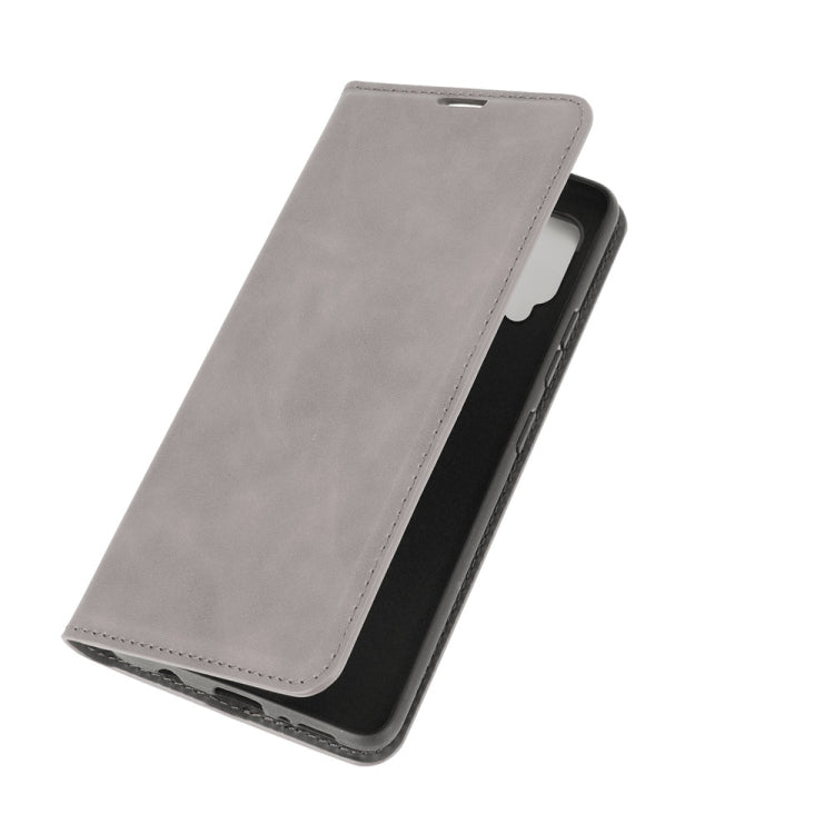 Per Samsung Galaxy A42 5G Custodia in pelle con ventosa magnetica per affari retro-pelle con supporto e slot per carte e portafoglio, For Galaxy A42 5G