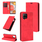 Per Samsung Galaxy A42 5G Custodia in pelle con ventosa magnetica per affari retro-pelle con supporto e slot per carte e portafoglio, For Galaxy A42 5G