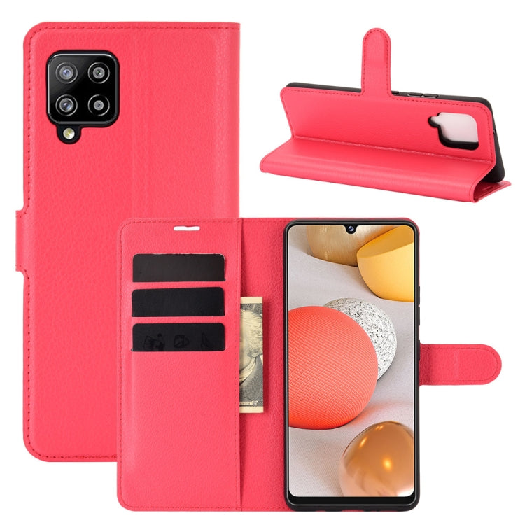 Per Samsung Galaxy A42 5G Litchi Texture Custodia protettiva a vibrazione orizzontale con supporto e slot per schede e portafoglio, For Galaxy A42 5G