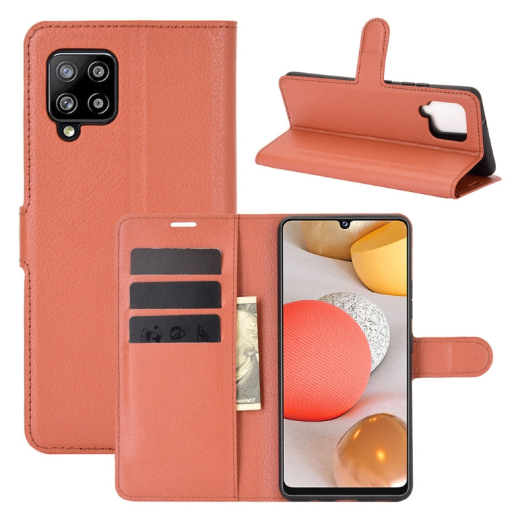 Per Samsung Galaxy A42 5G Litchi Texture Custodia protettiva a vibrazione orizzontale con supporto e slot per schede e portafoglio, For Galaxy A42 5G