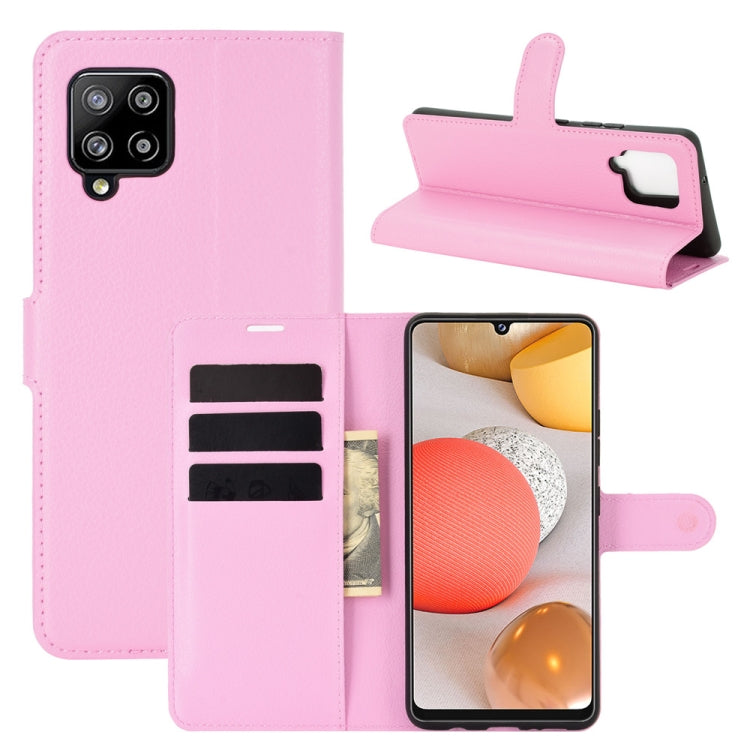 Per Samsung Galaxy A42 5G Litchi Texture Custodia protettiva a vibrazione orizzontale con supporto e slot per schede e portafoglio, For Galaxy A42 5G