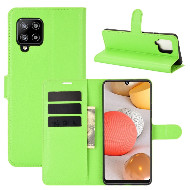 Per Samsung Galaxy A42 5G Litchi Texture Custodia protettiva a vibrazione orizzontale con supporto e slot per schede e portafoglio, For Galaxy A42 5G
