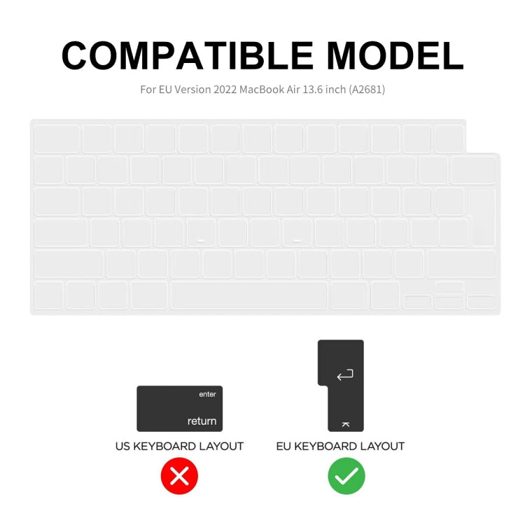 ENKAY Custodia per laptop opaca 3 in 1 con pellicola per tastiera in TPU / Tappi antipolvere per MacBook Air 13.6 2022 A2681 Versione UE, 3 in 1 EU Version