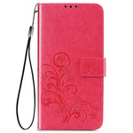 Custodia in pelle con protezione per telefono cellulare con fibbia in rilievo con chiusura a quattro foglie con cordino e slot per schede e portafoglio e funzione staffa, For Galaxy S20 FE / S20 Lite