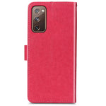 Custodia in pelle con protezione per telefono cellulare con fibbia in rilievo con chiusura a quattro foglie con cordino e slot per schede e portafoglio e funzione staffa, For Galaxy S20 FE / S20 Lite