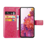 Custodia in pelle con protezione per telefono cellulare con fibbia in rilievo con chiusura a quattro foglie con cordino e slot per schede e portafoglio e funzione staffa, For Galaxy S20 FE / S20 Lite