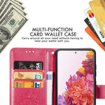 Custodia in pelle con protezione per telefono cellulare con fibbia in rilievo con chiusura a quattro foglie con cordino e slot per schede e portafoglio e funzione staffa, For Galaxy S20 FE / S20 Lite