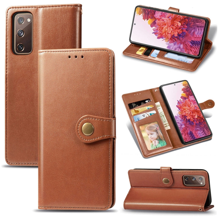 Custodia per telefono con fibbia in pelle tinta unita retrò con cordino e cornice per foto e slot per schede e portafoglio e funzione di supporto, For Galaxy S20 FE(4G/5G) / S20 Lite