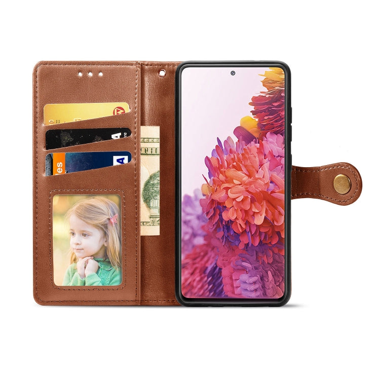 Custodia per telefono con fibbia in pelle tinta unita retrò con cordino e cornice per foto e slot per schede e portafoglio e funzione di supporto, For Galaxy S20 FE(4G/5G) / S20 Lite