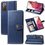 Custodia per telefono con fibbia in pelle tinta unita retrò con cordino e cornice per foto e slot per schede e portafoglio e funzione di supporto, For Galaxy S20 FE(4G/5G) / S20 Lite
