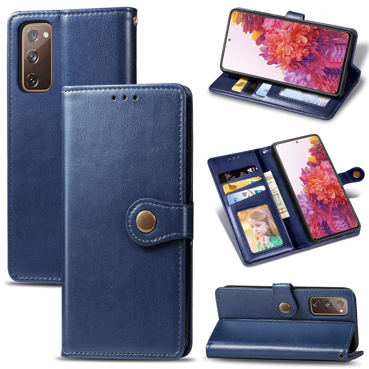 Custodia per telefono con fibbia in pelle tinta unita retrò con cordino e cornice per foto e slot per schede e portafoglio e funzione di supporto, For Galaxy S20 FE(4G/5G) / S20 Lite