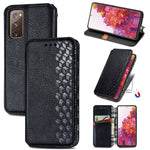 Custodia in pelle PU magnetica a vibrazione orizzontale pressata a griglia cubica con supporto, slot per carte e portafoglio, For Samsung Galaxy S20 FE(4G/5G) / S20 Lite, For Galaxy S20 FE(4G/5G) / S20 Lite
