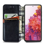 Custodia in pelle PU magnetica a vibrazione orizzontale pressata a griglia cubica con supporto, slot per carte e portafoglio, For Samsung Galaxy S20 FE(4G/5G) / S20 Lite, For Galaxy S20 FE(4G/5G) / S20 Lite