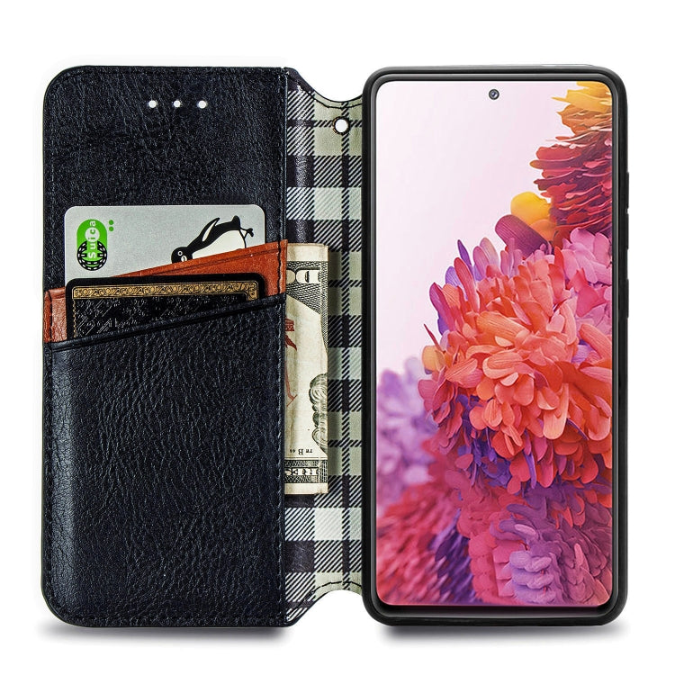 Custodia in pelle PU magnetica a vibrazione orizzontale pressata a griglia cubica con supporto, slot per carte e portafoglio, For Samsung Galaxy S20 FE(4G/5G) / S20 Lite, For Galaxy S20 FE(4G/5G) / S20 Lite