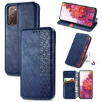 Custodia in pelle PU magnetica a vibrazione orizzontale pressata a griglia cubica con supporto, slot per carte e portafoglio, For Samsung Galaxy S20 FE(4G/5G) / S20 Lite, For Galaxy S20 FE(4G/5G) / S20 Lite