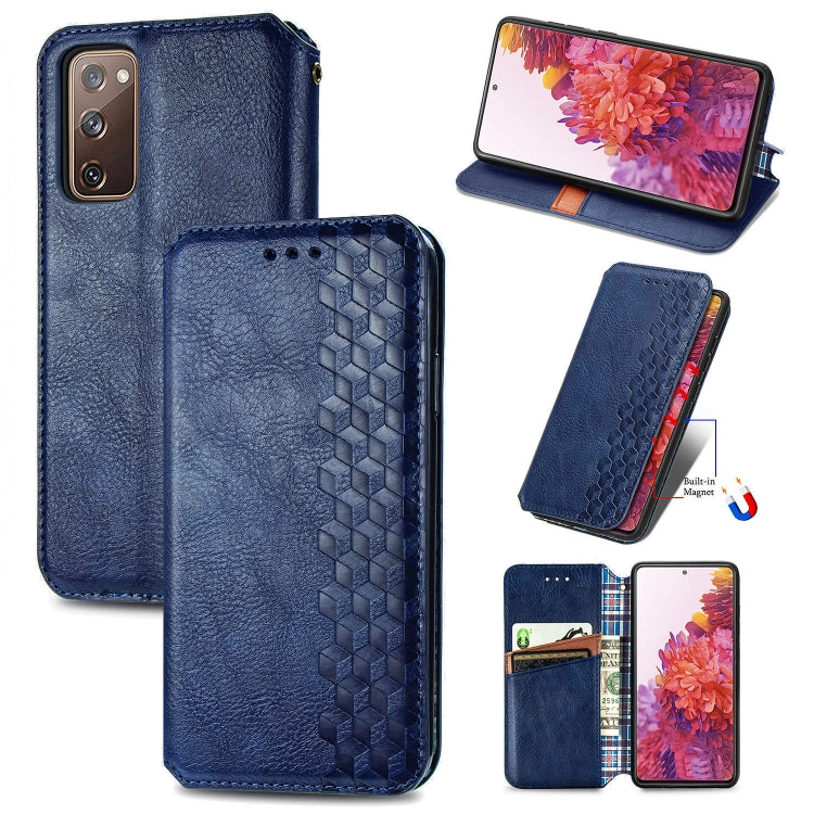 Custodia in pelle PU magnetica a vibrazione orizzontale pressata a griglia cubica con supporto, slot per carte e portafoglio, For Samsung Galaxy S20 FE(4G/5G) / S20 Lite, For Galaxy S20 FE(4G/5G) / S20 Lite