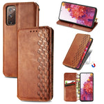 Custodia in pelle PU magnetica a vibrazione orizzontale pressata a griglia cubica con supporto, slot per carte e portafoglio, For Samsung Galaxy S20 FE(4G/5G) / S20 Lite, For Galaxy S20 FE(4G/5G) / S20 Lite