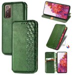Custodia in pelle PU magnetica a vibrazione orizzontale pressata a griglia cubica con supporto, slot per carte e portafoglio, For Samsung Galaxy S20 FE(4G/5G) / S20 Lite, For Galaxy S20 FE(4G/5G) / S20 Lite