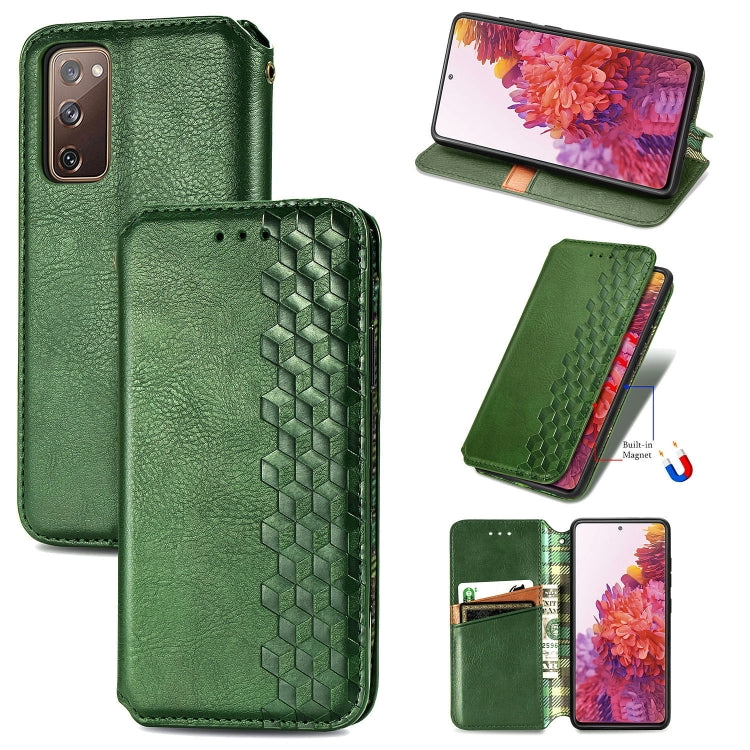 Custodia in pelle PU magnetica a vibrazione orizzontale pressata a griglia cubica con supporto, slot per carte e portafoglio, For Samsung Galaxy S20 FE(4G/5G) / S20 Lite, For Galaxy S20 FE(4G/5G) / S20 Lite