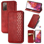 Custodia in pelle PU magnetica a vibrazione orizzontale pressata a griglia cubica con supporto, slot per carte e portafoglio, For Samsung Galaxy S20 FE(4G/5G) / S20 Lite, For Galaxy S20 FE(4G/5G) / S20 Lite