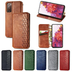 Custodia in pelle PU magnetica a vibrazione orizzontale pressata a griglia cubica con supporto, slot per carte e portafoglio, For Samsung Galaxy S20 FE(4G/5G) / S20 Lite, For Galaxy S20 FE(4G/5G) / S20 Lite