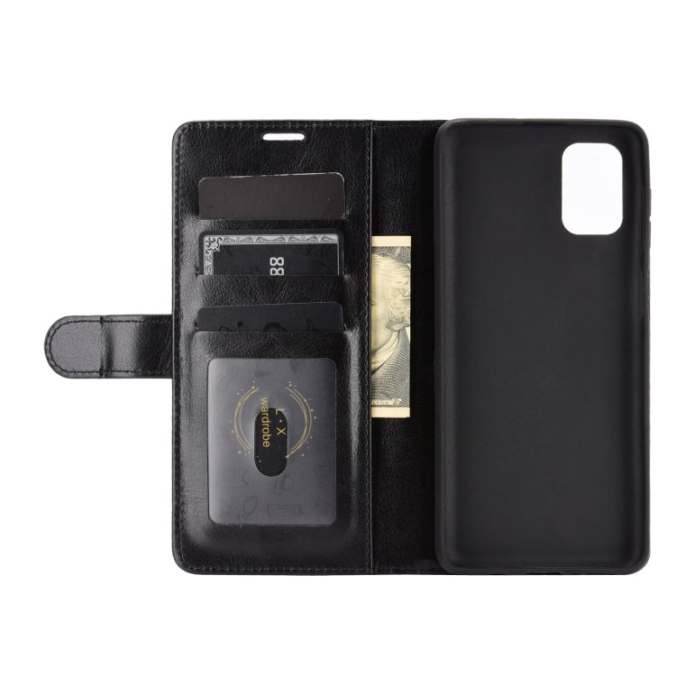 Per Samsung Galaxy M51 (impronta digitale laterale) R64 Texture Custodia protettiva a vibrazione orizzontale singola con supporto e slot per schede e portafoglio e cornice per foto