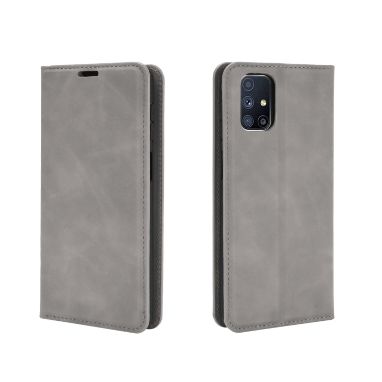 Per Samsung Galaxy M51 (impronta digitale laterale) Custodia in pelle con ventosa magnetica per affari retro-pelle con supporto e slot per schede e portafoglio, For Galaxy M51