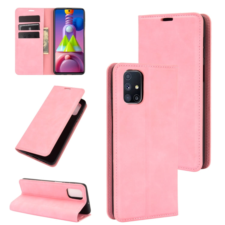 Per Samsung Galaxy M51 (impronta digitale laterale) Custodia in pelle con ventosa magnetica per affari retro-pelle con supporto e slot per schede e portafoglio, For Galaxy M51
