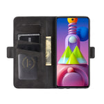 Per Samsung Galaxy M51 (impronta digitale laterale) Custodia in pelle a vibrazione orizzontale con fibbia magnetica su entrambi i lati con supporto e slot per schede e portafoglio, For Galaxy M51