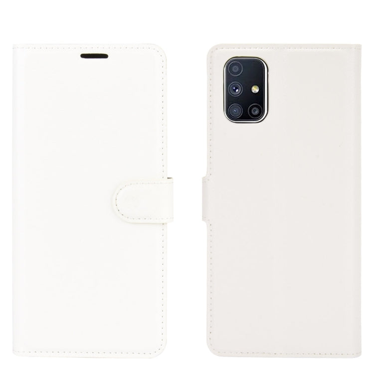 Per Samsung Galaxy M51 (impronta digitale laterale) Custodia protettiva a vibrazione orizzontale con struttura litchi con supporto e slot per schede e portafoglio, For Galaxy M51