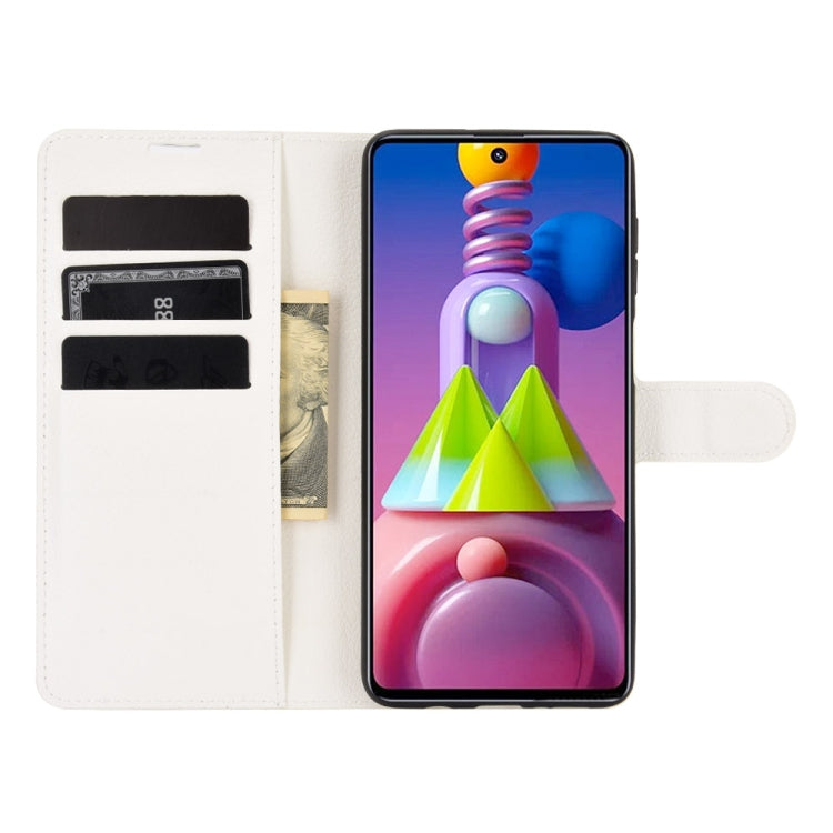 Per Samsung Galaxy M51 (impronta digitale laterale) Custodia protettiva a vibrazione orizzontale con struttura litchi con supporto e slot per schede e portafoglio, For Galaxy M51