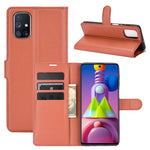 Per Samsung Galaxy M51 (impronta digitale laterale) Custodia protettiva a vibrazione orizzontale con struttura litchi con supporto e slot per schede e portafoglio, For Galaxy M51