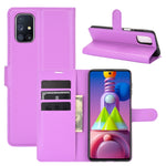 Per Samsung Galaxy M51 (impronta digitale laterale) Custodia protettiva a vibrazione orizzontale con struttura litchi con supporto e slot per schede e portafoglio, For Galaxy M51