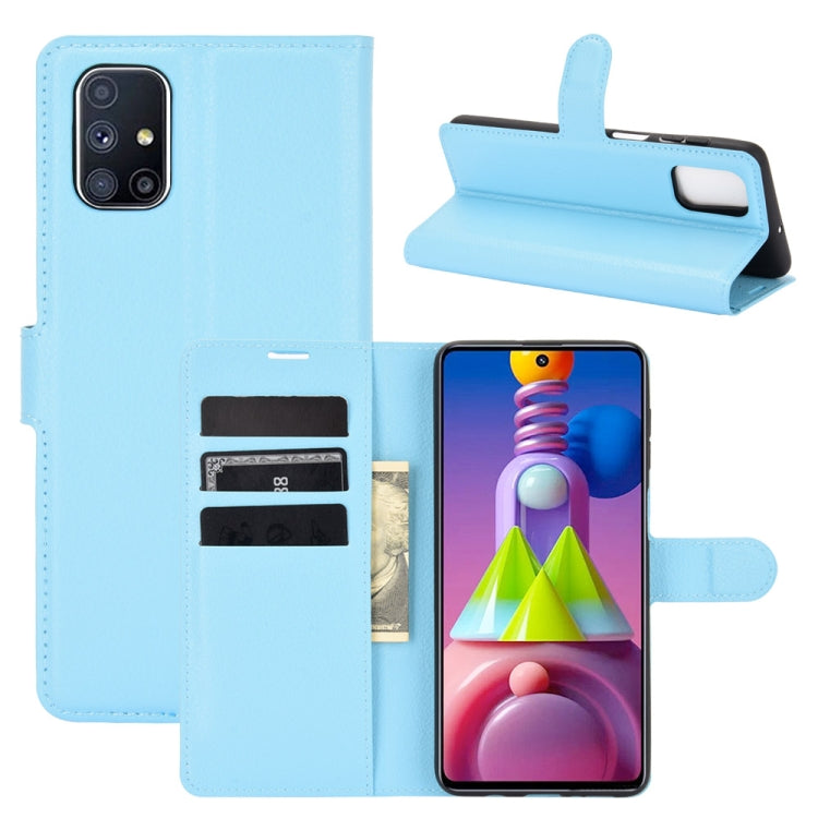 Per Samsung Galaxy M51 (impronta digitale laterale) Custodia protettiva a vibrazione orizzontale con struttura litchi con supporto e slot per schede e portafoglio, For Galaxy M51