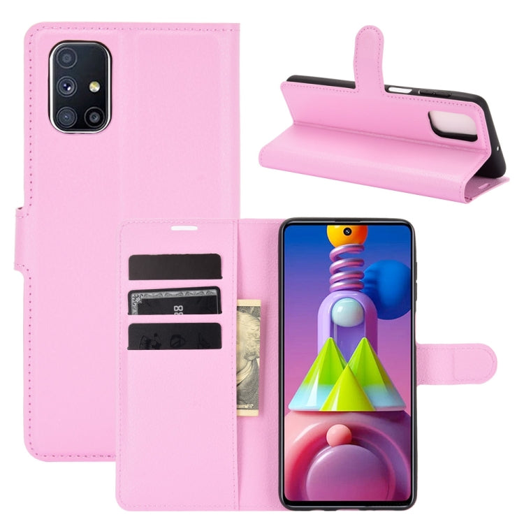 Per Samsung Galaxy M51 (impronta digitale laterale) Custodia protettiva a vibrazione orizzontale con struttura litchi con supporto e slot per schede e portafoglio, For Galaxy M51