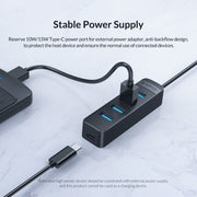 HUB USB 3.0 a 4 porte ORICO TWU3-4A-BK, TWU3-4A