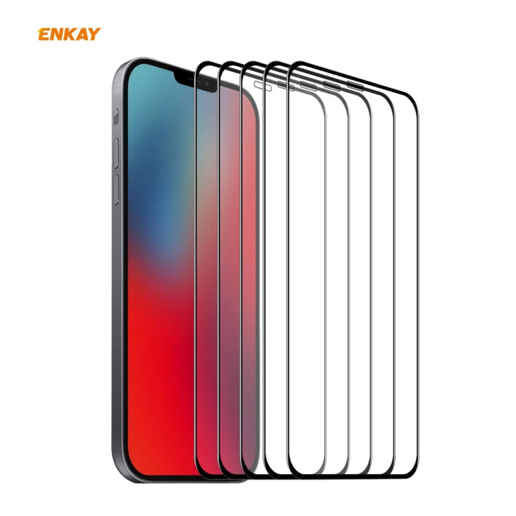 5 PZ ENKAY Hat-Prince 0.26mm 9H 6D Protezione in vetro temperato curvo a copertura totale, For iPhone 12 mini, For iPhone 12 / 12 Pro, For iPhone 12 Pro Max