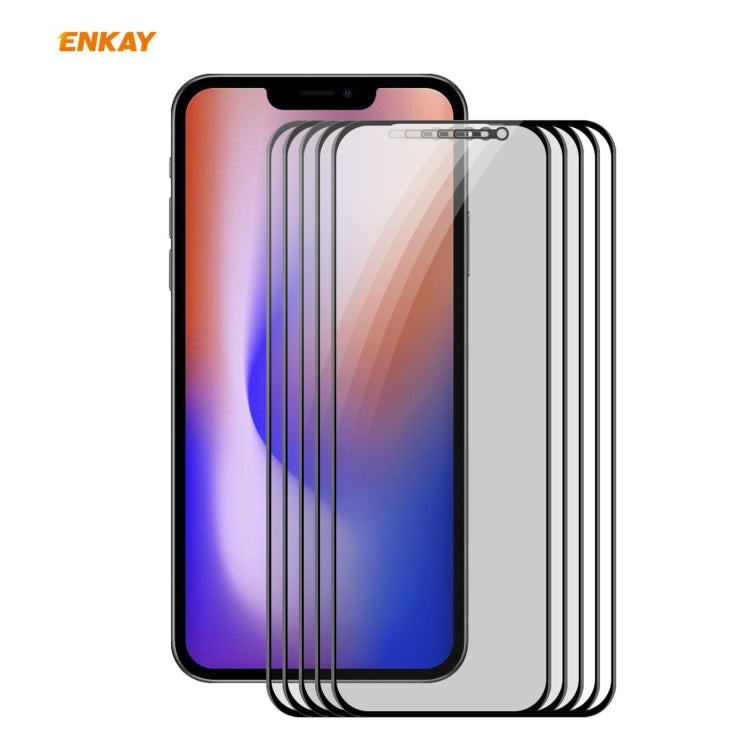 5 PZ ENKAY Hat-Prince 0.26mm 9H 6D Privacy Anti-spia Pellicola in vetro temperato a schermo intero, For iPhone 12 mini 5.4, For iPhone 12 / 12 Pro 6.1, For iPhone 12 Pro Max 6.7